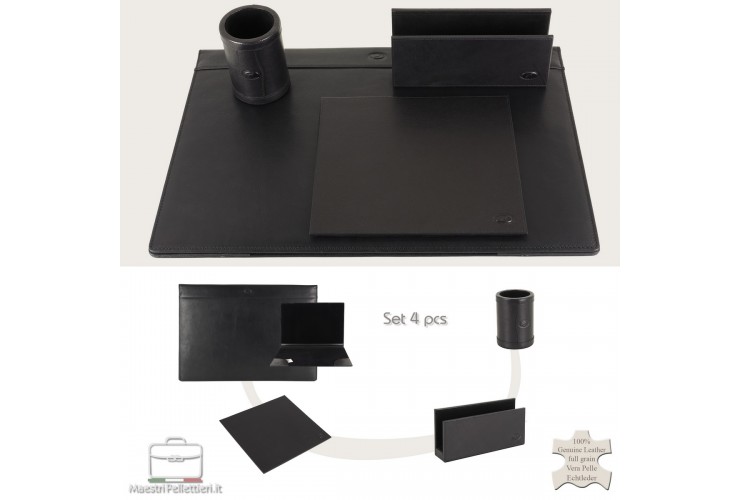 Schreibtischsets Leder kit 4 pflanzlich gegerbt leder Schwarz