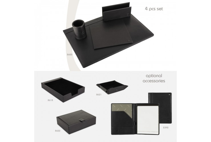 Schreibtischsets Leder kit 4 pflanzlich gegerbt leder Schwarz