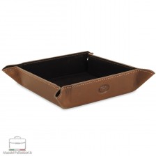 Leather tray, gift tidy tray vegetable tanned Brown/Chestnut