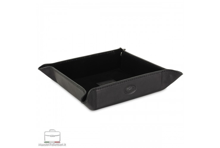 Svuotatasche in pelle porta oggetti in cuoio al Vegetale Nero Svuotatasche in pelle porta oggetti in cuoio al Vegetale Nero