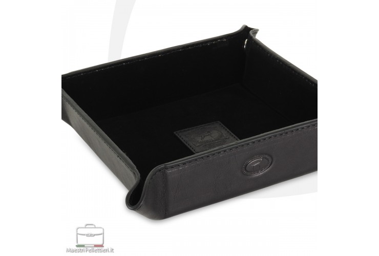 Svuotatasche in pelle porta oggetti in cuoio al Vegetale Nero Svuotatasche in pelle porta oggetti in cuoio al Vegetale Nero