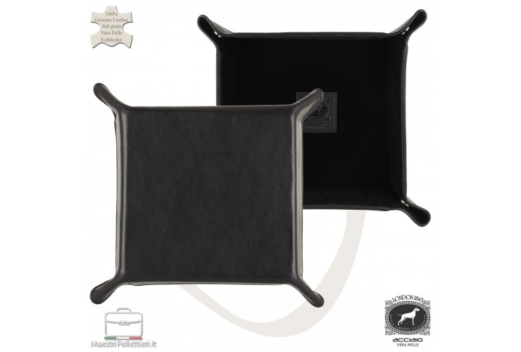 Svuotatasche in pelle porta oggetti in cuoio al Vegetale Nero Svuotatasche in pelle porta oggetti in cuoio al Vegetale Nero