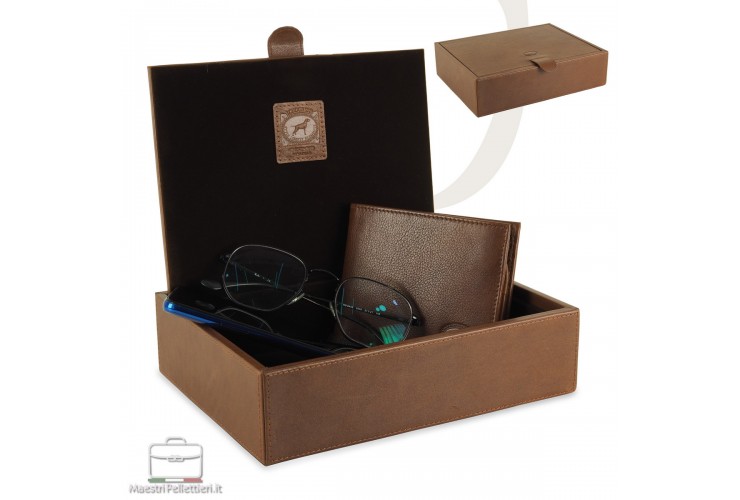 Leather box tidy tray big, colour Chestnut/Brown Leather box tidy tray big, colour Chestnut/Brown