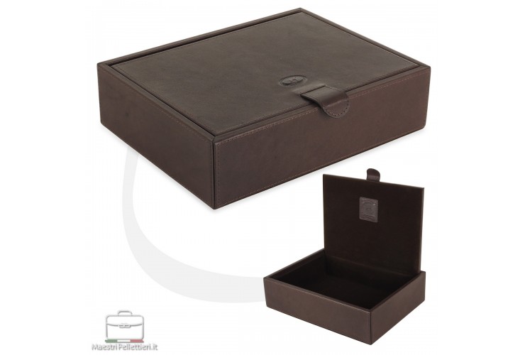 Svuotatasche porta oggetti scatola grande in pelle cuoio Moka Svuotatasche porta oggetti scatola grande in pelle cuoio Moka