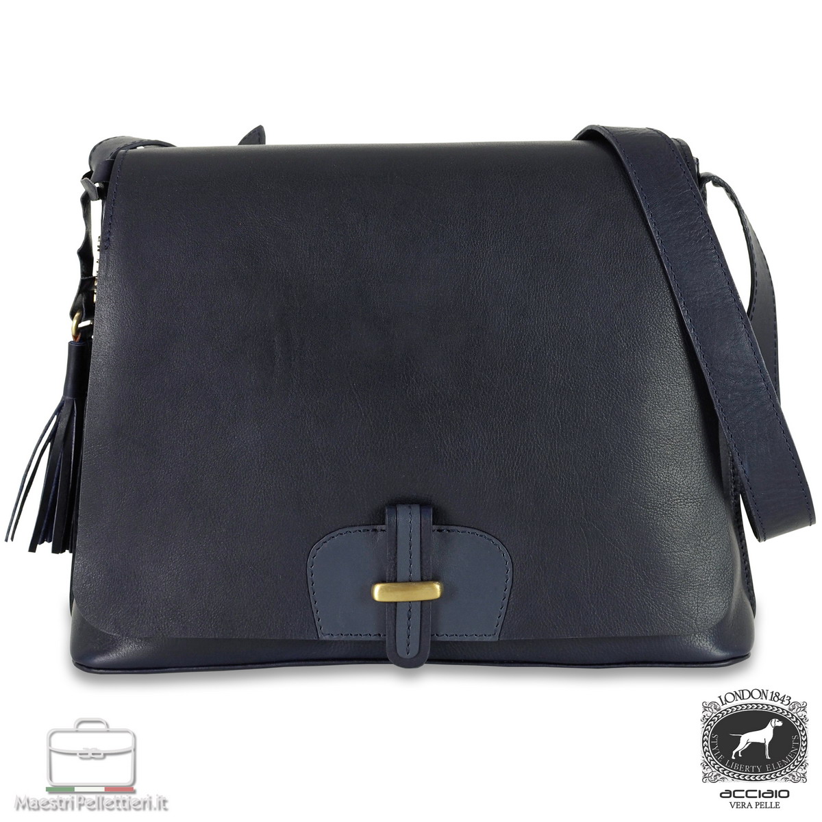 Borsa Donna A Tracolla Sarah In Pelle Blu Acciaio