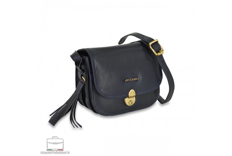 Mini borsa donna a tracolla Megan in pelle Blu Mini borsa donna a tracolla Megan in pelle Blu