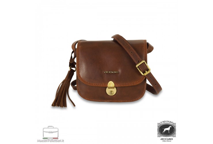 Mini borsa donna a tracolla Megan in pelle cuoio Castagno