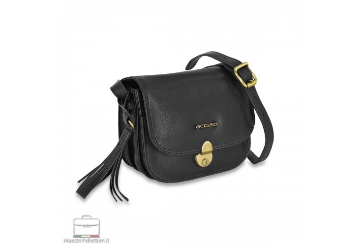 Mini borsa donna a tracolla Megan in pelle colore Nero