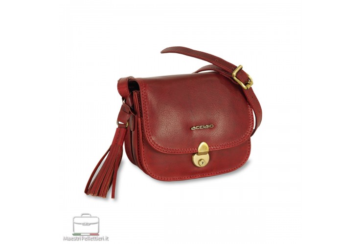 Mini borsa donna a tracolla Megan in pelle colore Rosso