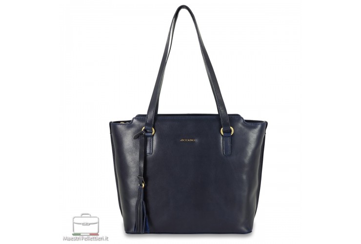 Borsa Shopping Daisy in pelle Blu Borsa Shopping Daisy in pelle Blu