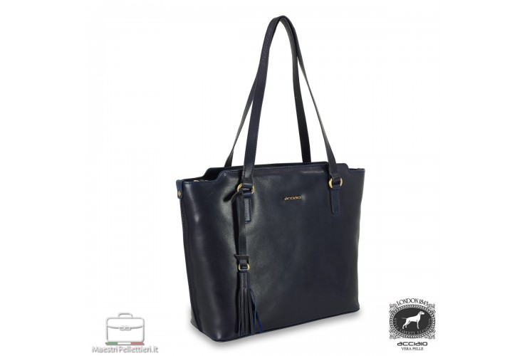 Borsa Shopping Daisy in pelle Blu Borsa Shopping Daisy in pelle Blu