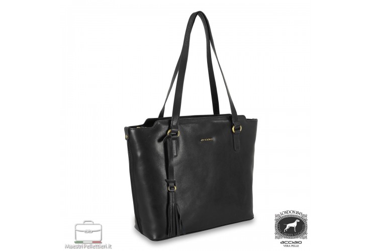 Shopping Einkaufstasche Daisy aus Leder Schwarz