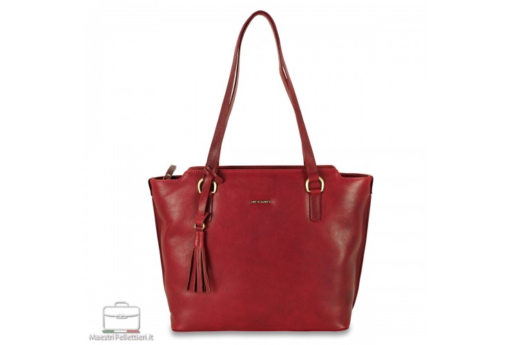 Borsa Shopping Daisy in pelle colore Rosso
