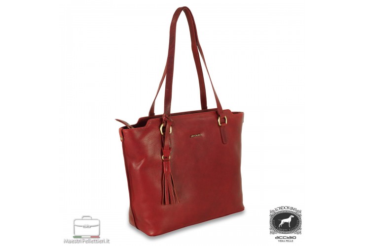 Borsa Shopping Daisy in pelle colore Rosso