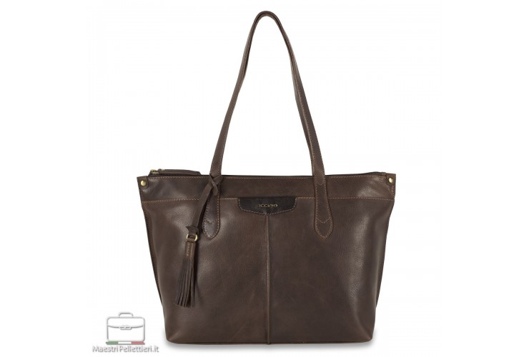 Women's shopping tote bag Mary in leather Brown Women's shopping tote bag Mary in leather Brown