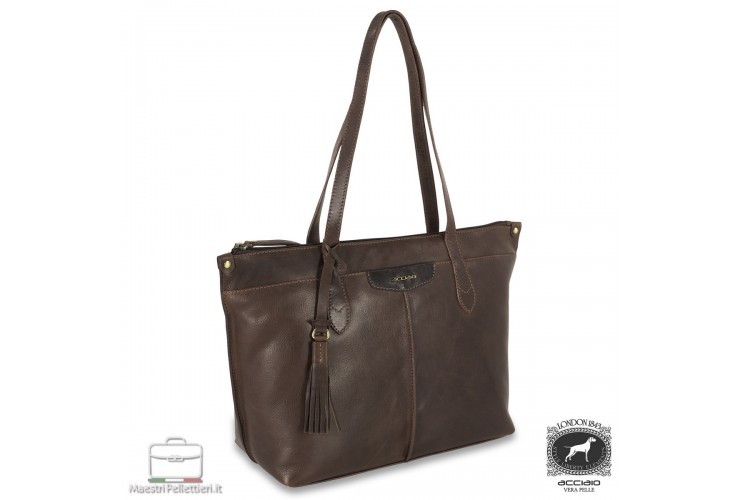 Women's shopping tote bag Mary in leather Brown Women's shopping tote bag Mary in leather Brown