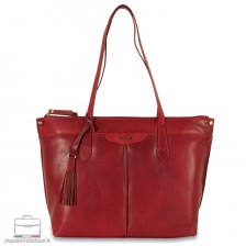 Women's shopping tote bag Mary in leather Red