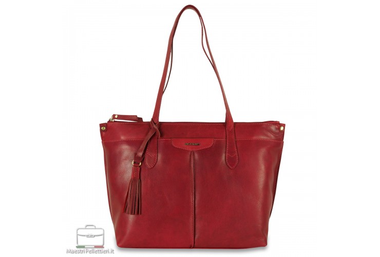 Women's shopping tote bag Mary in leather Red Women's shopping tote bag Mary in leather Red