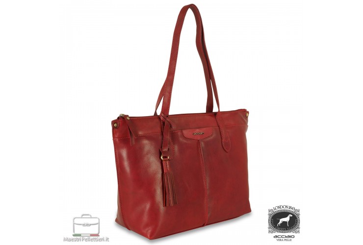 Women's shopping tote bag Mary in leather Red Women's shopping tote bag Mary in leather Red