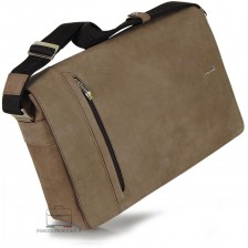 Messenger laptop bag 13'' Vintage effect leather Brown/Bark