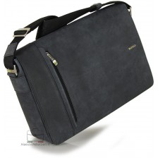 Messenger laptop bag 13'' Vintage effect leather Black