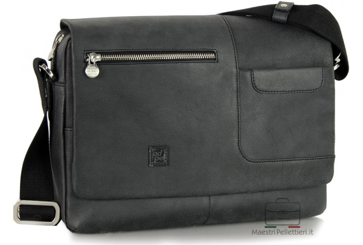 Leather messenger bag 13'' soft new-vintage Black