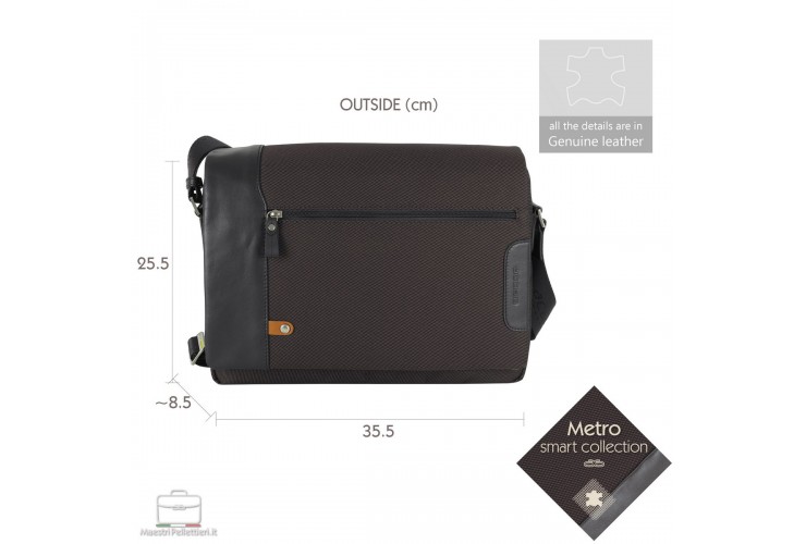 Borsa Messenger a tracolla 13" Metro tessuto e pelle Marrone Borsa Messenger a tracolla 13" Metro tessuto e pelle Marrone