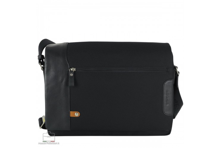 Borsa Messenger a tracolla 13" Metro tessuto e pelle Nero