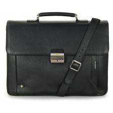 Business leather bag 15'' in leather Black