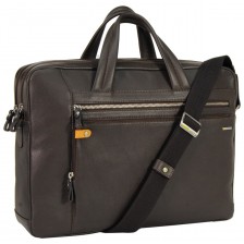 Briefcase portfolio bag 14'' in leather Brown