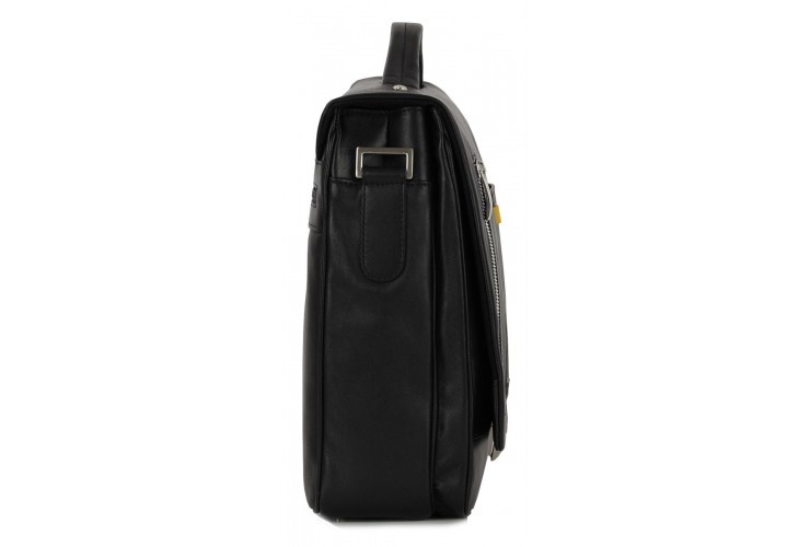 Ledertasche business Aktentasche 15'' aus leder lange klappe schwarz