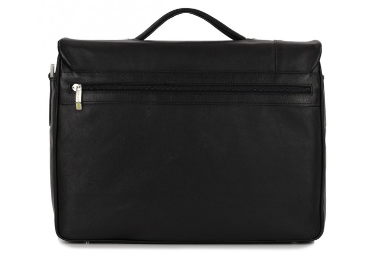 Ledertasche business Aktentasche 15'' aus leder lange klappe schwarz