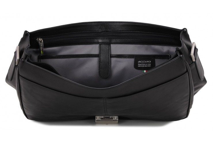 Ledertasche business Aktentasche 15'' aus leder lange klappe schwarz