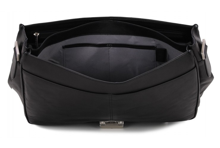 Ledertasche business Aktentasche 15'' aus leder lange klappe schwarz