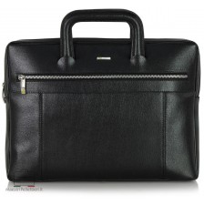 Portfolio Briefcase retractable handles leather Saffiano Black
