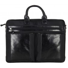 Leather Briefcase Black made of 1680D technical nylon