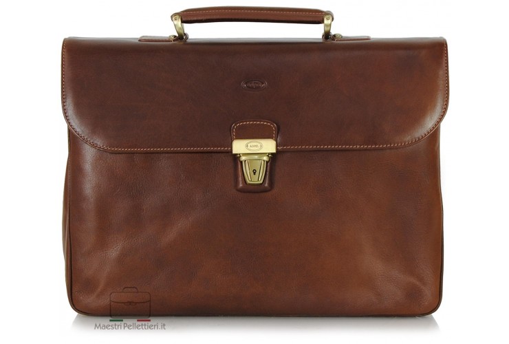 Business Briefcase 2 compartments 15'' Elite vegetable tanned leather Chestnut