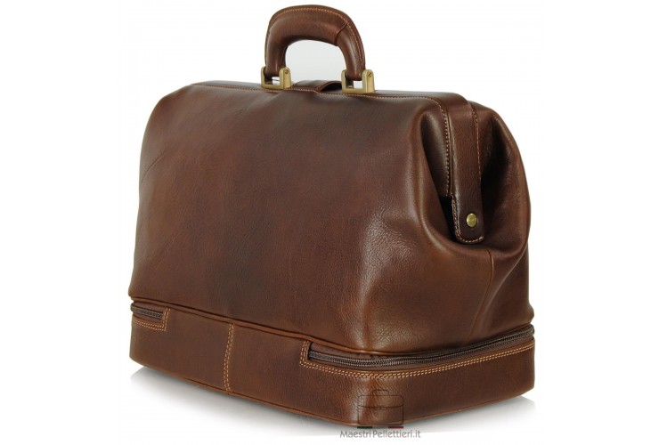 Doctor's bag made by italian vegetable leather Chestnut/brown