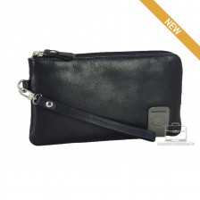 Wrist Bag leather Pochette wristlet clutch with tablet-pocket 7'' Blue