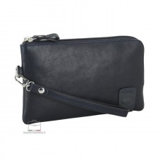 Wrist Bag leather Pochette wristlet clutch 7'' Blue THOMAS