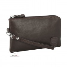 Wrist Bag leather Pochette wristlet clutch 7'' Brown/Moka THOMAS