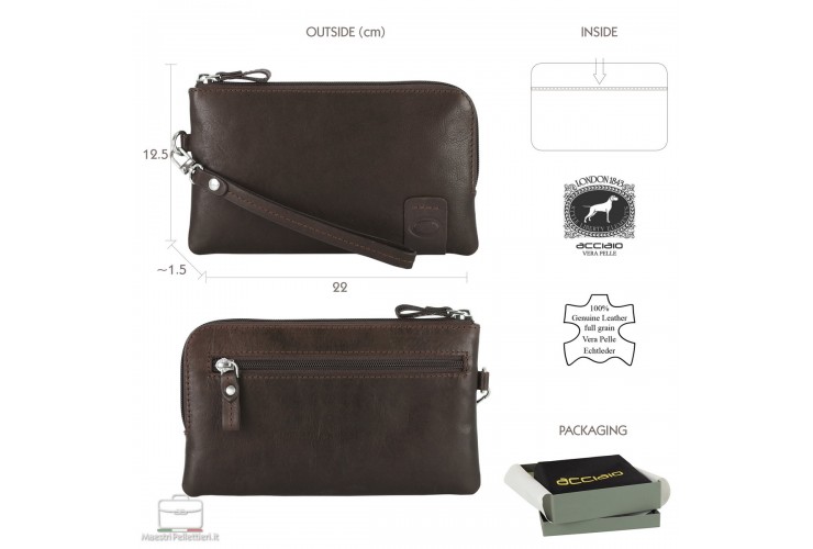 Handgelenktasche klein lederhandtasche 7'' leder Moka/Braun THOMAS Handgelenktasche klein lederhandtasche 7'' leder Moka/Braun THOMAS