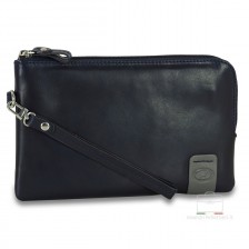 Wrist Bag leather Pochette wristlet clutch blue