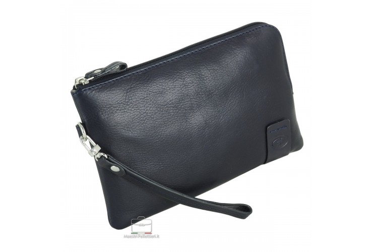 Handgelenktasche lederhandtasche aus leder 9'' Blau, OLIVER Handgelenktasche lederhandtasche aus leder