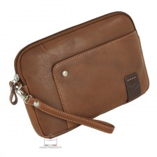 Wrist Bag man's mid-size Pochette leather Chestnut/Brown - RICHARD