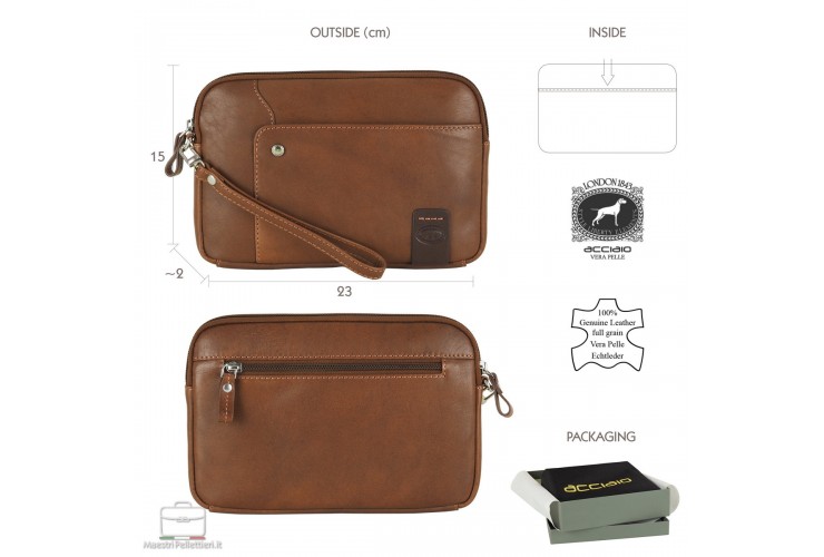 Borsello a mano medio Pochette uomo Marrone/Castagno - RICHARD Borsello a mano medio Pochette uomo Marrone/Castagno - RICHARD