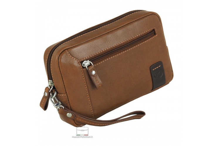 Handgelenktasche lederhandtasche 8'' aus leder Kastanie GEORGE