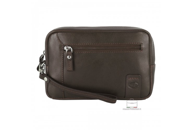 Handgelenktasche lederhandtasche 8'' aus leder Moka GEORGE