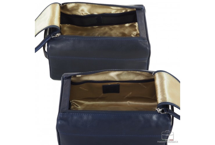 Reise-Necessaire Beautycase aus Leder Blau WILLIAM