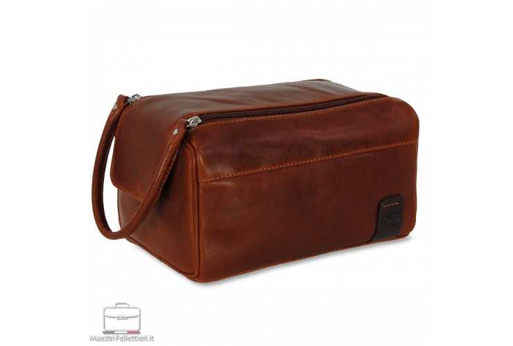 Necessarie beauty case in leather Chestnut/Brown leather WILLIAM